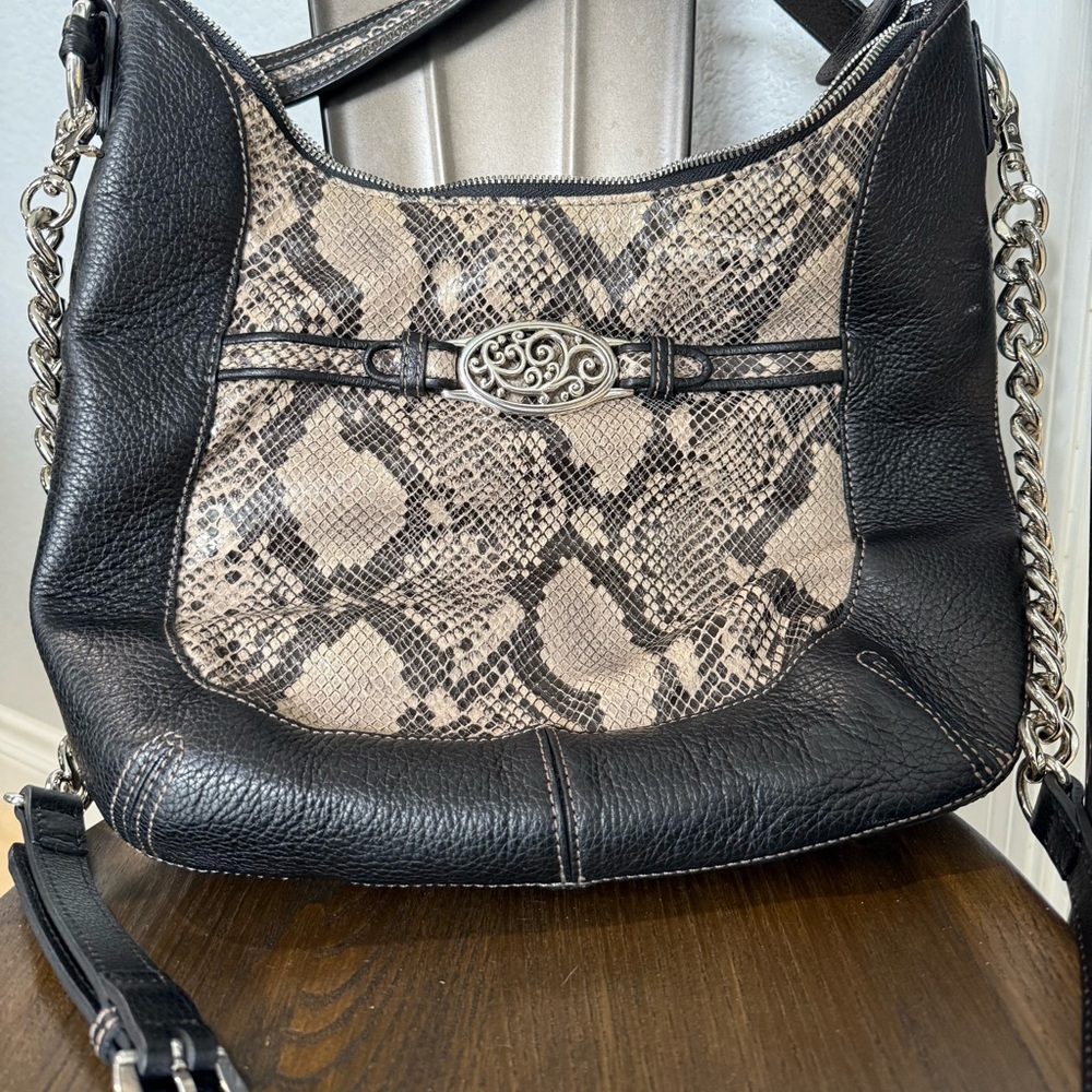 Black and Cream Snake Print Brighton Bag